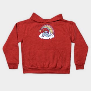 Narwhal Girl Dreams On Cloud With Rainbow Kids Hoodie